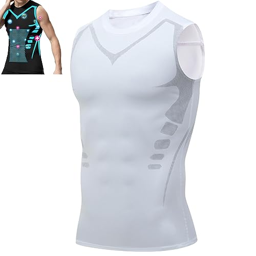 2023 New Version Ionic Shaping Sleeveless Shirt, Energxcell Ionic Shaping Vest Men, Guys Men Compression Top White