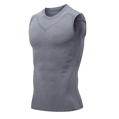 2023 New Version Ionic Shaping Vest - MENIONIC Tourmaline PostureCorrector Vest, New Version Ionic Shaping Sleeveless Shirt (Grey,X-Large)