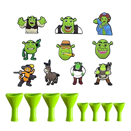 WindeTree 18 PCS Shrek Charms Shrek Ears Shoe Birthday Decoration Charms Party Gifts