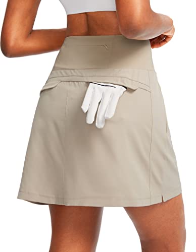 G Gradual Golf Skorts Skirts for Women with 5 Pockets Women's High Waisted Lightweight Athletic Skirt for Tennis Running (Khaki, Medium)