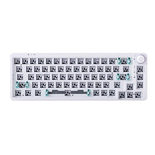 GK GAMAKAY LK67 65% RGB Modular DIY Mechanical Keyboard, 67 Keys Hot Swappable 3pin/5pin Switch, Programmable Triple Mode Bluetooth 5.0/USB-C Wired/2.4GHz Wireless Customized Keyboard Kit (White)