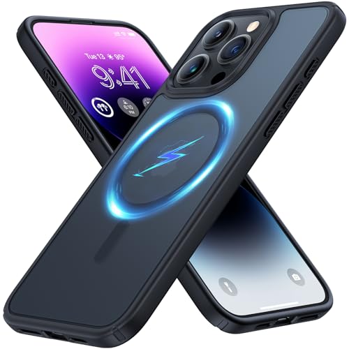 Humixx Powerful Magnetic for iPhone 15 Pro Case [14FT Drop Protection] [Compatible with MagSafe] Slim Protective Translucent Matte Shockproof Anti-Scratch Case for iPhone 15 Pro Phone Case 6.1'' Black