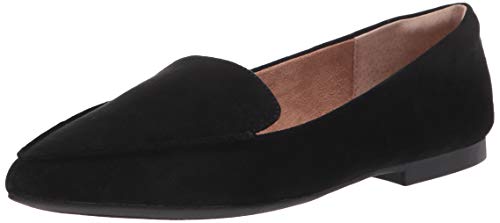 Amazon Essentials Women's Loafer Flat, Black Faux Leather, 10 Wide