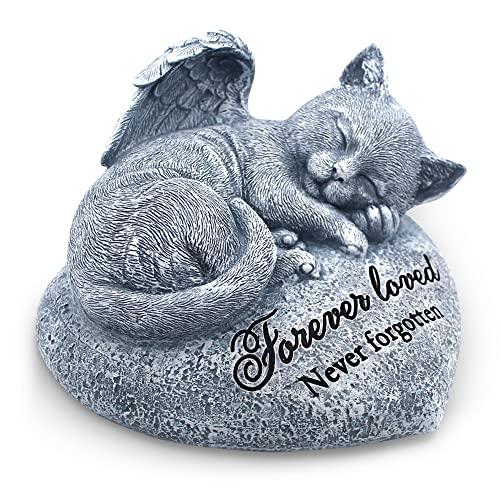 Orchid Valley Cat Memorial Stone or Garden Statue, Beautifully Packaged Memorial Gift, Headstone for Cats or Loss of Cat Sympathy Gift, Sleeping Cat Stepping Stone,