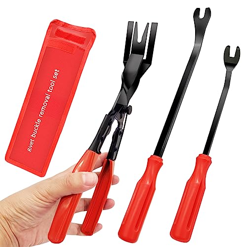 AXELECT 3 Pcs Clip Remover Tool, Clip Pliers Set Fastener Removal Tool, Auto Trim Removal Tool Kit Pry Tool Set Car Door Panel Dashboard Repair Kit