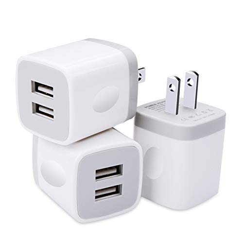 USB Plug, USB Wall Charger 3 Pack, GiGreen Dual Port Electrical Cube 5V 2.1A Charging Block USB Outlet Plugs Compatible iPhone 11 XS X 8 7, LG V30 G8, Samsung S20 S10+ S9 S8 Note 9 8, Moto G6