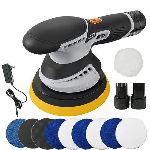 Besfor 12V Cordless Car Buffer Polisher for Car Detailing,Wireless Portable Polishing Waxer Machine Kit with 2 20000mAh Batteries, for Buffer,Polisher,Sander, 6-speed adjustable