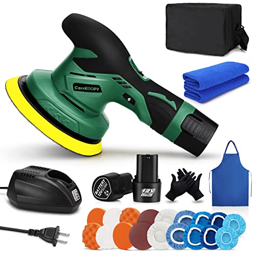 Cordless Car Buffers and Polishers Kit, 6 Inch Portable Polishing Waxer Machine Kit for Car Detailing and Waxing, with 2Pcs 12V 2000mAh Rechargeable Battery (Upgraded 3.0)