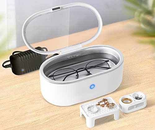 Mini Ultrasonic Machine 48KHz 11oz Cleanpod for Cleaning Glasses, Jewelry, Dentures, Retainers, Toothbrushes, Razors, Makeup Brush, and More