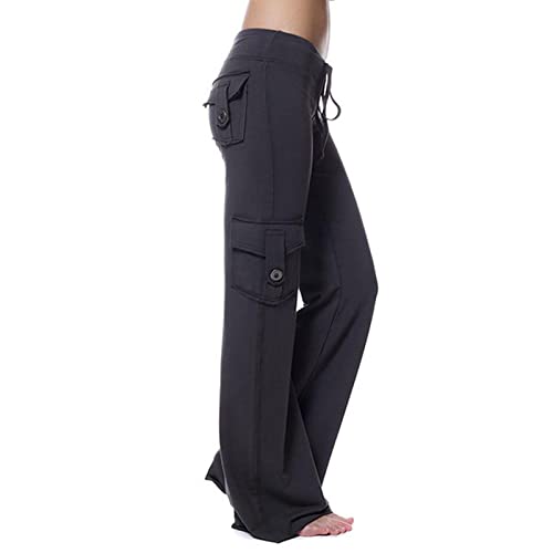 Finelylove Women's High Waist Wide Leg Cargo Pants with Pockets Casual Relax Fit Button Stretch Leggings Gym Sweatpants My Recent Orders