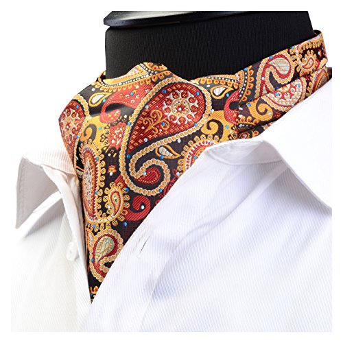 GUSLESON Men's Cravat Self Tie Paisley Jacquard Woven Floral Luxury Ascot (0602-01)