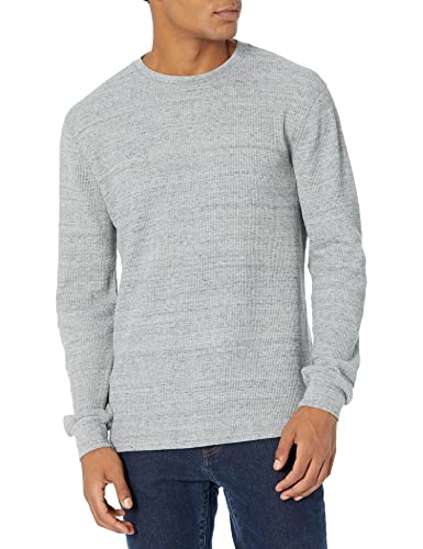 Amazon Essentials Men's Regular-Fit Long-Sleeve Waffle Shirt, Light Grey Heather, Large