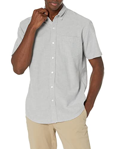 Amazon Essentials Men's Regular-Fit Short-Sleeve Pocket Oxford Shirt, Grey, X-Large