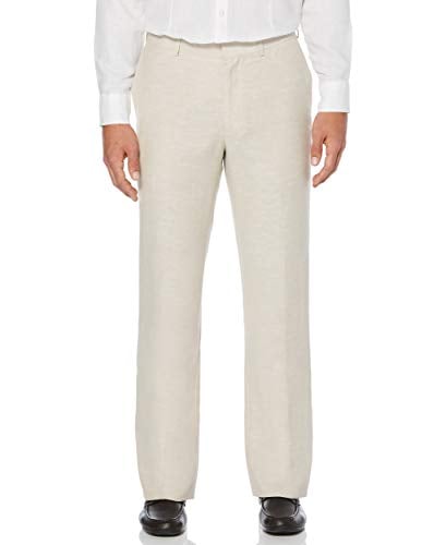 Cubavera Men's Flat Front Linen Blend Dress Pant (Waist Size 30 - 54 Big & Tall), Khaki, 34W x 30L