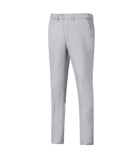 Datysum Men Suit Dress Pants Grey Slim Fit Suit Groomsmen Wedding Pants Waist Flat Fit Expandable Classic Separate Pant-M
