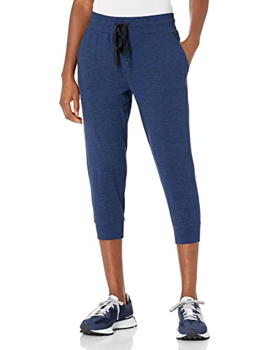 Amazon Essentials Women's Brushed Tech Stretch Crop Jogger Pant (Available in Plus Size), Navy Space Dye, Medium