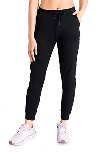Yogipace Petite Women's 25" Lightweight Anti-Shrink Active Joggers Lounge Sweatpants Yoga Jogger Pants, Black, M.