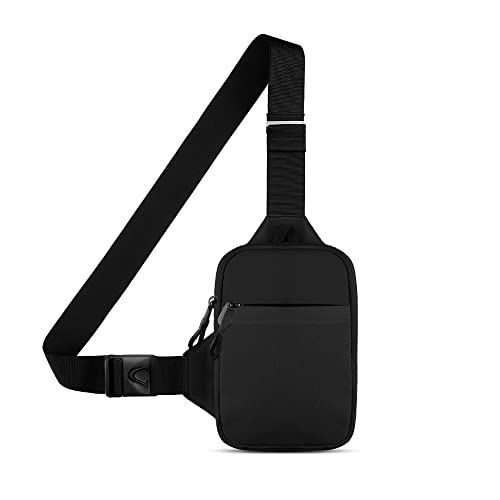 [2023 Newest]Simptech Mini Crossbody Chest Bag Running Belt Phone Holder Dual Pocket Water Resistant Fanny Pack Hands-Free for Men Women Runner Workout Travelling