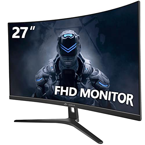 CRUA 27" 144hz/165HZ Curved Gaming Monitor, Full HD 1080P 1800R Frameless Computer Monitor, 1ms GTG with FreeSync, Low Motion Blur, Eye Care, VESA, DisplayPort, HDMI, Black