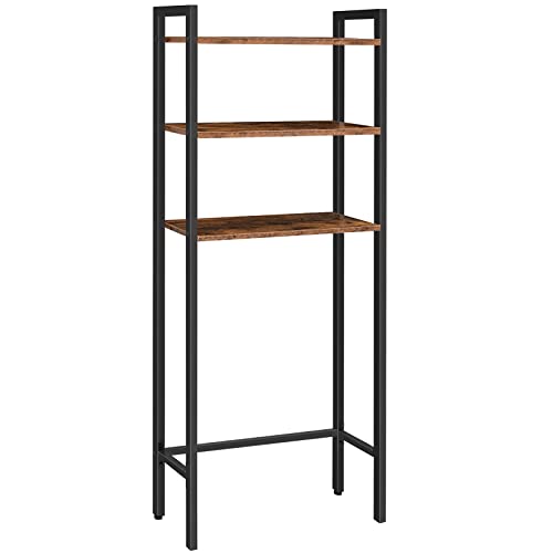 HOOBRO Over The Toilet Storage, 3-Tier Industrial Bathroom Organizer, Shelves with Adjustable Feet, Easy to Assembly, Rustic Brown BF41TS01