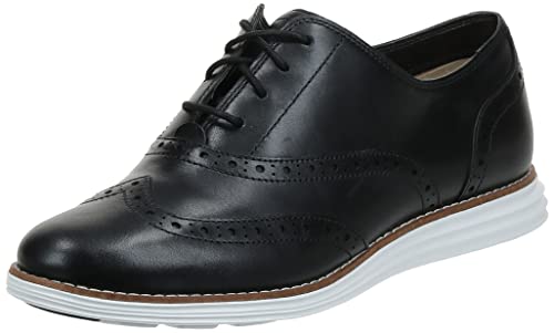 Cole Haan womens Original Grand Wing Oxford, Black/Optic White, 7.5 US