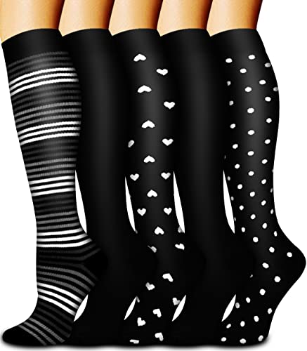 Bluemaple Copper Compression Socks Women & Men Circulation - Best for Running, Nursing, Hiking, Recovery, Flight & Travel Socks, Large-X-Large