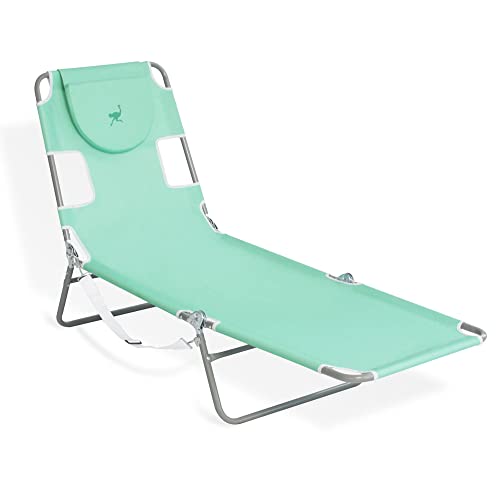 Ostrich Chaise Lounge Outdoor Foldable Lounge Chair for Relaxing by The Beach or Swimming Pools, Blue, 72 Inch x 22 Inch x 12 Inch