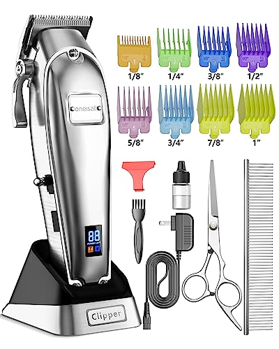 oneisall Dog Grooming Clippers for Thick Heavy Coats,2 Speed Cordless Hair Trimmers with Metal Blade Grooming Kit for Pets Dogs Cats Animals