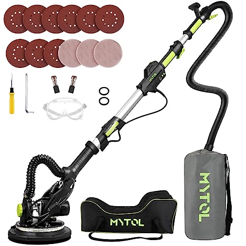 MYTOL Drywall Sander, 7.2A Electric Drywall Sander with Vacuum Dust Collection, LED Light, 6 Variable Speed Digital Display 900-1800RPM, Foldable&Extendable Handle