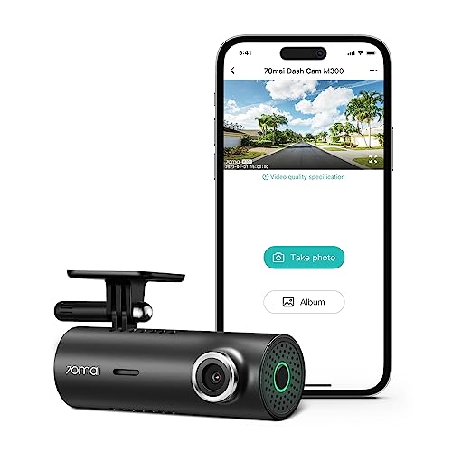 70mai Dash Cam M300, 1296P QHD, Built in WiFi Smart Dash Camera for Cars, 140 Wide-Angle FOV, WDR, Night Vision, iOS/Android Mobile App, top