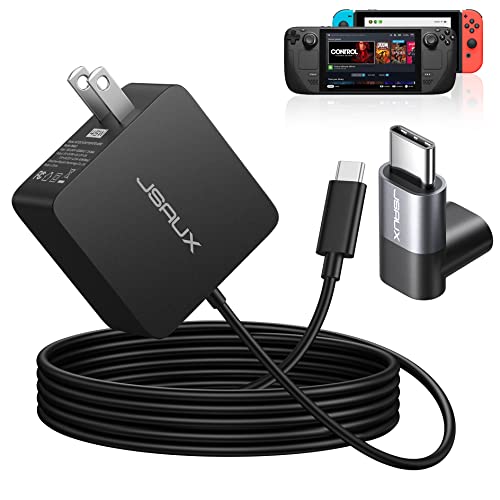 45W USB C Power Charger for Steam Deck, JSAUX 5FT Cable Type-C PD 3.0 Fast Charger USB C Wall Adapter Compatible with Steam Deck, Switch, MacBook Pro/Air, Samsung Galaxy S23 S22, iPad Pro/Air, Pixel