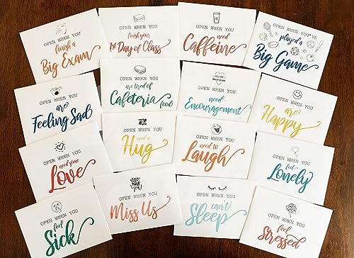 Open When Envelopes For College Student, 16pcs Open When Letters Kit For College, Going Away To College Envelopes Gifts, College Years Diy Inspirational Quotes Cards (16pcs-Set)