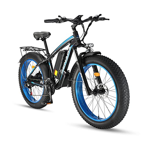 SENADA Electric Bike for Adults 48V 17.5Ah Fat Tire Electric Bikes,1000W 26" x 4" Snow Beach Ebikes for Adults 30MPH Adult Electric Bike Long Range 40-65 Miles 21-Speed Ebike,UL Certified