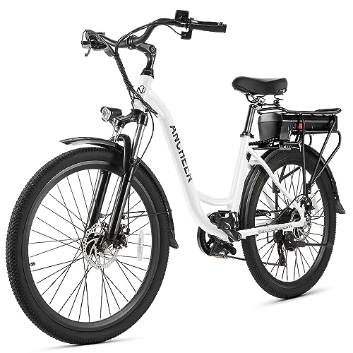 ANCHEER Electric Bike for Adults, EBike with 500Wh Removable Battery, 3.5H Fast-Charge, UP to 45 Miles, 26" Commuter Electric Bicycles, 7-Speed, LCD Digital Display, Suspension Fork, Cruise Control