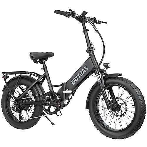 Gotrax F2 20" Folding Electric Bike with 55 Miles (Pedal-assist1) by 48V Battery, 20Mph Power by 500W, LCD Display and 5 Pedal-Assist Levels, 7-Speed&Front Shock Absorber for Off-Road Bicycle Black