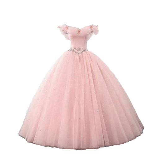 Datangep Women's Ball Gown Off Shoulder Quinceanera Prom Gown Wedding Dress Pink 8