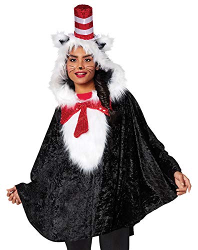 Spirit Halloween Dr. Suess Adult The Cat in the Hat Poncho Costume | Officially Licensed | Group Costume | Dr. Suess Cosplay