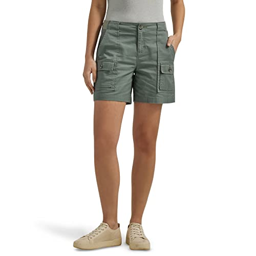 Lee Women's Flex-to-Go Mid-Rise Relaxed Fit 6" Cargo Short, Fort Green