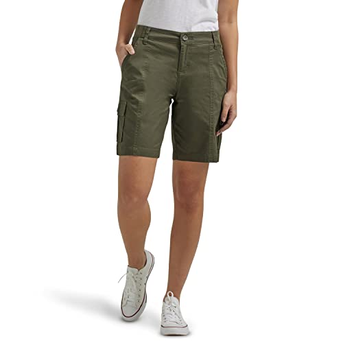 Lee Women's Flex-to-go Mid-Rise Relaxed Fit Cargo Bermuda Short, Frontier Olive