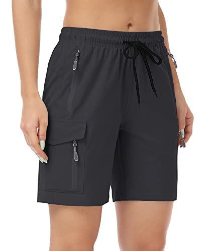 GymBrave Women's Hiking Shorts Quick Dry Lightweight Cargo Shorts for Outdoor Athletic Travel with Pockets Black XXL