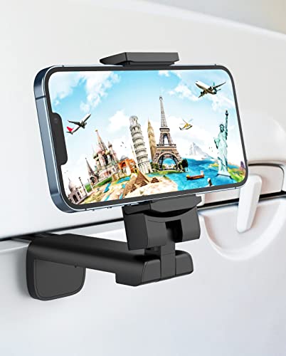 MiiKARE Airplane Travel Essentials Phone Holder, Universal Handsfree Phone Mount for Flying with 360 Degree Rotation, Accessory for Airplane, Travel Must Haves Phone Stand for Desk, Tray Table