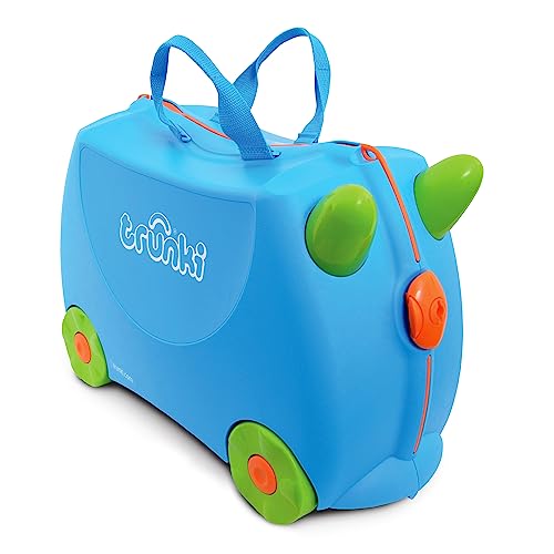 Trunki Ride-On Kids Suitcase | Tow-Along Toddler Luggage | Carry-On Cute Bag with Wheels | Airplane Travel Essentials: Terrance Boy Blue