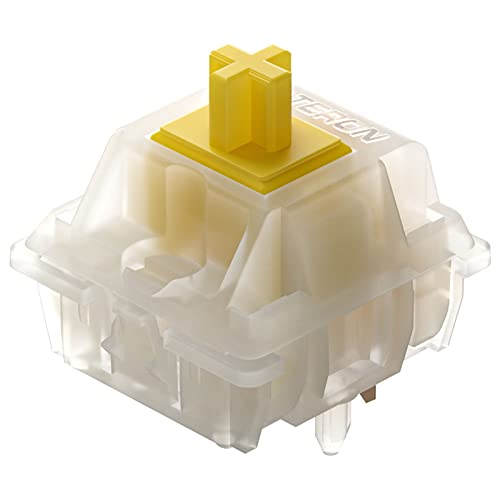 GATERON Milky Yellow Pro Switches Pre-lubed 5 Pin Linear Keyboard Switches for MX Mechanical Keyboard (70 Pcs, Yellow)