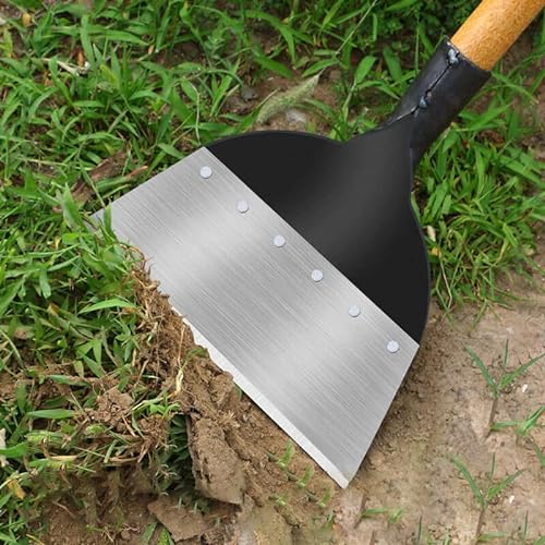 OUHO Multi-Functional Outdoor Garden Cleaning Shovel Steel Flat Shovel ice Shovel Weeding Planting Farm Weeding Tool (23-25CM)