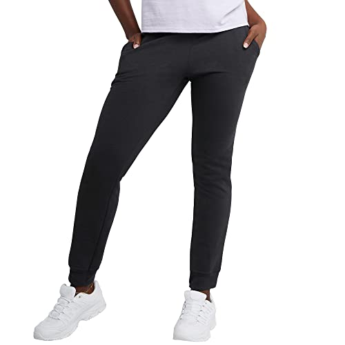 Hanes Comfortblend EcoSmart Joggers, Midweight Cotton-Blend Fleece Sweatpants for Women, Ebony