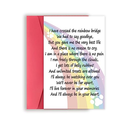 VvOoOvV Dog Loss Card for Dog Owner, Pet Loss Sympathy Card for Dog, Dog Sympathy Greeting Card for Friend Coworker, Rainbow Bridge Dog Condolence Card for Husband Wife