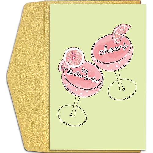 Qiliji Funny Bridal Shower Card for Bride To Be, Wedding Shower Card, Engagement Card for Her, Bachelorette Gift for Bride, Cheers to the Bride-to-be