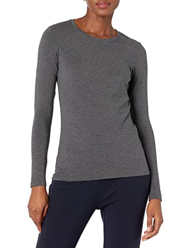 Amazon Essentials Women's Classic-Fit Long-Sleeve Crewneck T-Shirt (Available in Plus Size), Charcoal Heather, Large