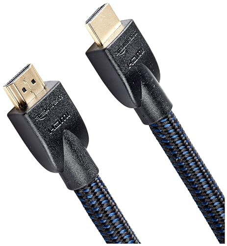 Amazon Basics HDMI Cable, 18Gbps High-Speed, 4K@60Hz, 2160p, Nylon-Braided Cord, Ethernet Ready, 25 Foot, Nylon