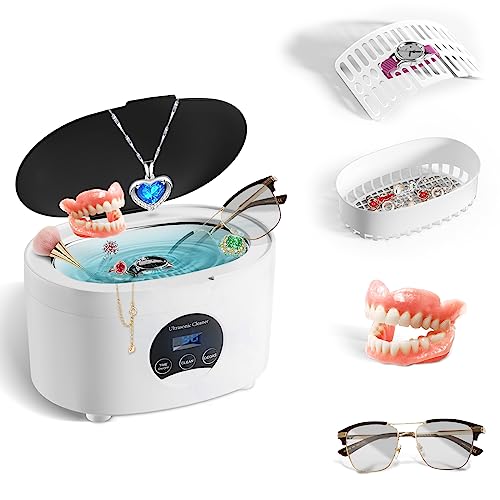 Jewelry Cleaner Ultrasonic Machine, Aocktobar Ultrasonic Jewelry Cleaner 600ML with 5 Digital Timer and degassing function, Ultrasonic Cleaner Machine for Jewelry, Daily Use, Glasses, Denture, Watches